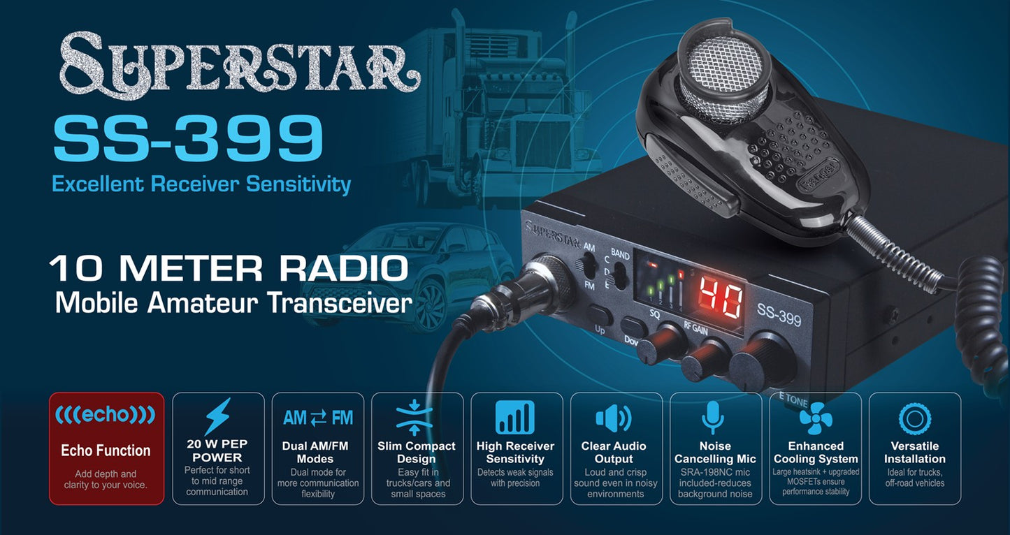 SS-399 - 10 METER CB RADIO / COMPACT POWER & CLEAR AUDIO